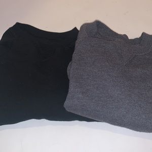 2 black Hanes crew neck sweaters